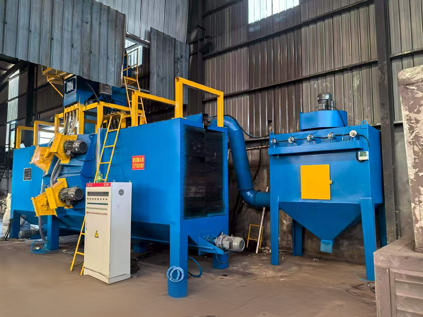 山东烟台悬链通过式抛丸机现场安装